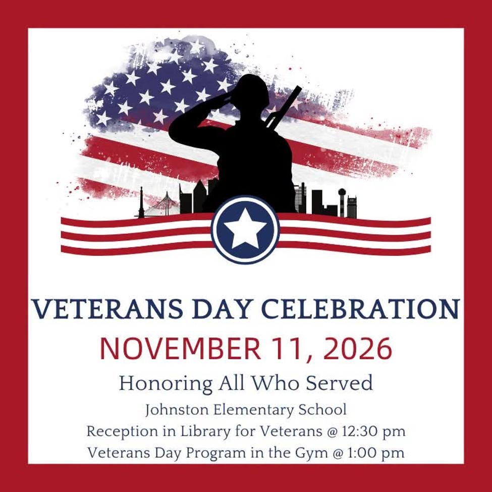 Veterans Day Celebration – Johnston Elementary School, November 11, 2026